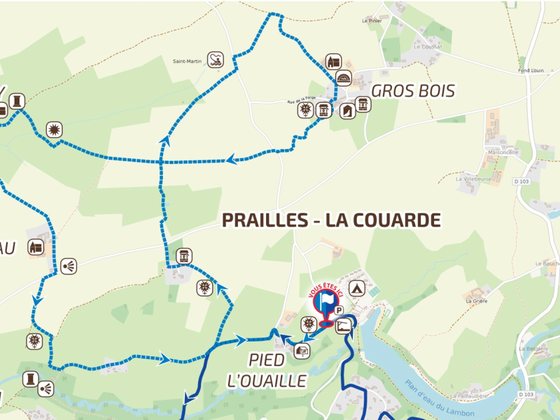 Détail planimètre du panneau de départ 2021, parking haut plan d'eau du Lambon